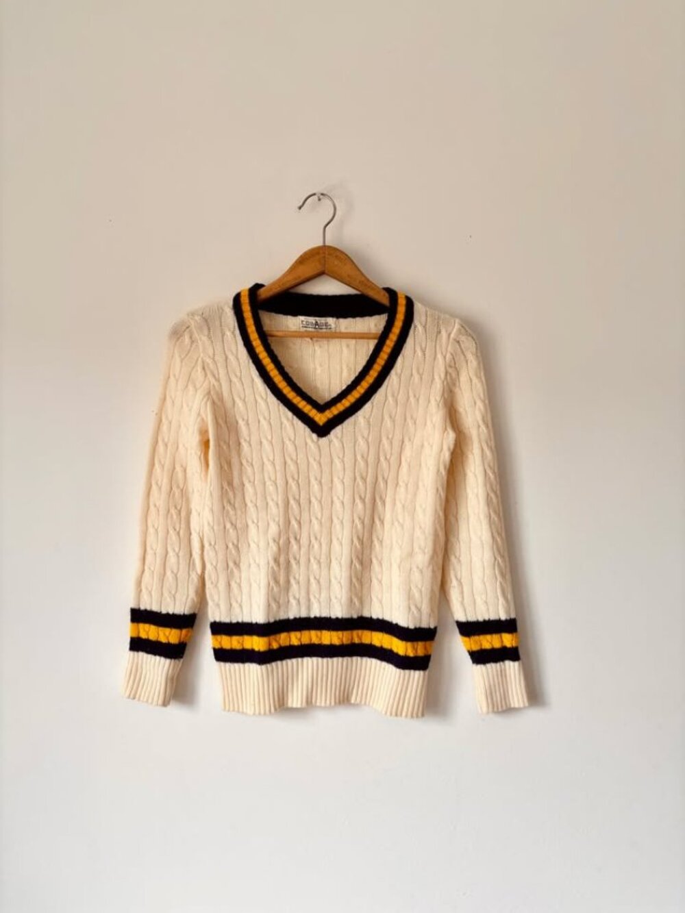 1960's Collage Acrylic V-Neck Knit